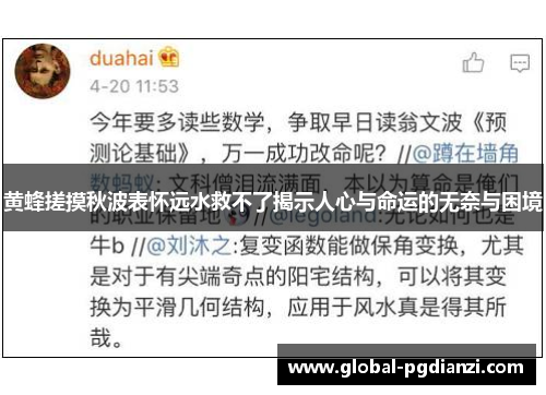 黄蜂搓摸秋波表怀远水救不了揭示人心与命运的无奈与困境